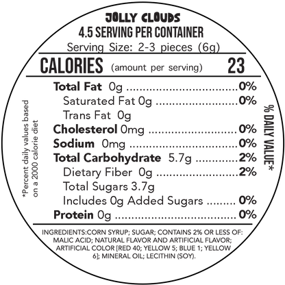 freeze dried jolly ranchers nutrition label