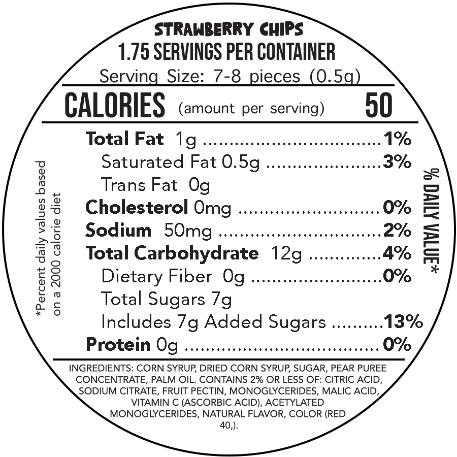 STRAWBERRY FRUIT ROLL UP CHIP nutrition label