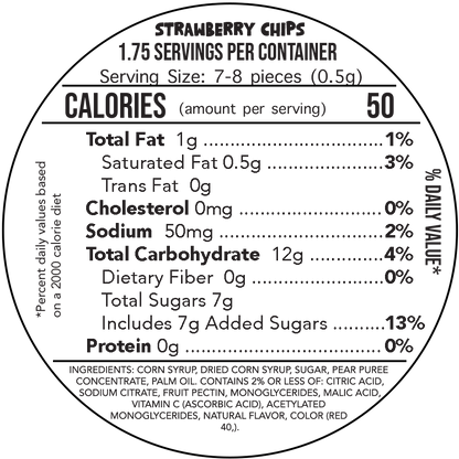 STRAWBERRY FRUIT ROLL UP CHIP nutrition label