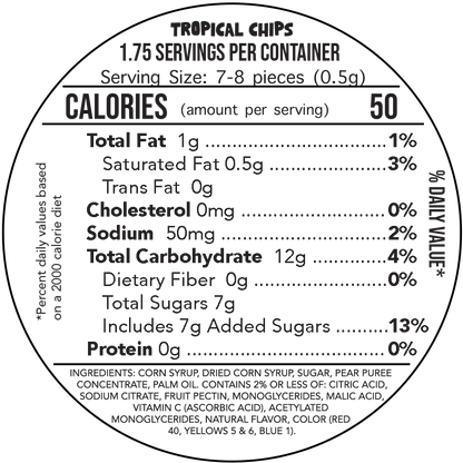 TROPICAL FRUIT ROLL UP CHIP nutrition 